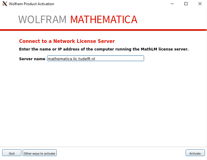 Mathematica activation